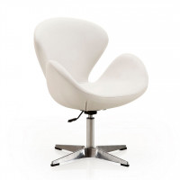 Manhattan Comfort AC038-WH Raspberry White and Polished Chrome Faux Leather Adjustable Swivel Chair